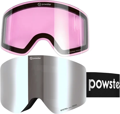 Vista 6 de Powster Ski Goggles Snow OTG Snowboard Goggles Magnetic Interchangeable Lens Frameless UV Protection Anti-fog mobile Skating