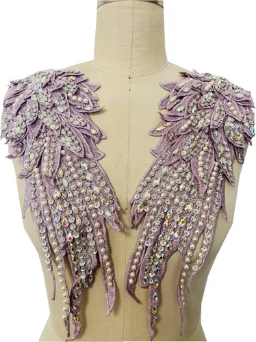 Vista 7 de Hecho a mano de 18 colores para coser diamantes de imitación de perlas de encaje apliques de perlas para coser a mano, parches para accesorios