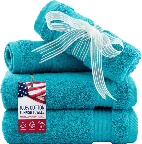 Vista 89 de Juego de toallas American Veteran Towel, de lujo, 6 piezas de algodón 100 % turco para máxima suavidad y absorción, para hotel y spa