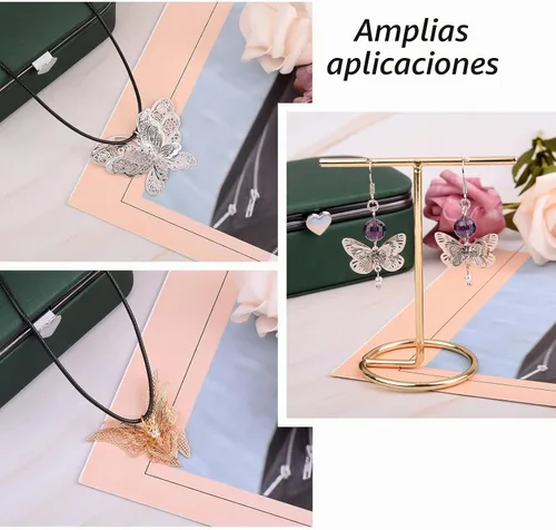 Vista 3 de Craftdady Colgantes colgantes de metal con dijes de mariposa Oro claro + platino