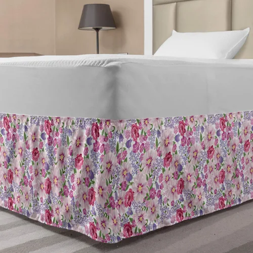 Vista 6 de Lunarable Falda de cama elástica de trébol, tréboles de cultura irlandesa con temática del día de San Patricio, 4 hojas, falda de cama de tela