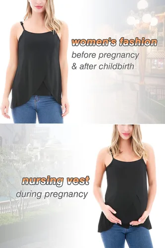 Vista 3 de PARNIXS Camisetas sin mangas para lactancia materna para mujer (paquete de 3) versión actualizada 2022
