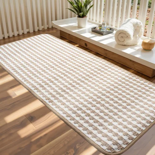 Vista 13 de Tapetes de baño antideslizantes delgados para debajo de la puerta, tapetes de baño de secado rápido absorbentes con respaldo de goma trenzado