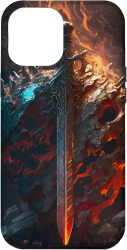 Vista 26 de Espada flameante y escudo el símbolo del guerrero Funda para iPhone 16