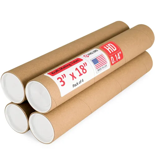 Vista 43 de Tubo de cartón reforzado de 2 x 18 pulgadas, paquete de 4 tubos con 8 tapas, seguro aprobado por USPS, ideal para envío y almacenamiento