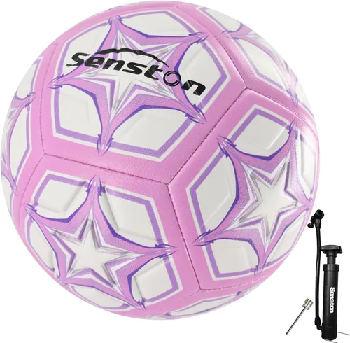 Vista 7 de Senston Balón de fútbol tamaño 4 y 5 con bomba de aire y agujas, fútbol de entrenamiento de PVC duradero con bobinado de nailon grueso y vejiga