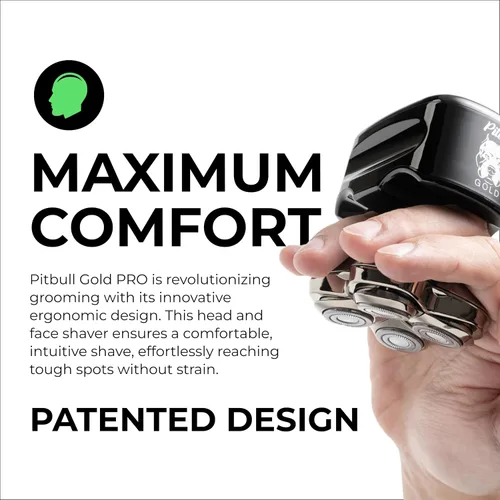 Vista 3 de Skull Shaver Pitbull Gold PRO Head & Face Shaver - Premium Cordless Electric Shaver - for Wet & Dry Shaving - Features LED Battery Display - Comes