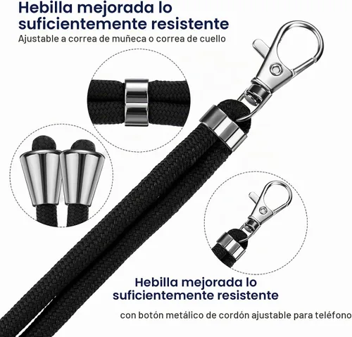 Vista 4 de Weewooday 4 piezas de cordón para teléfono con correa cruzada universal para teléfono celular, cordón para el cuello con parche para mujeres Negro