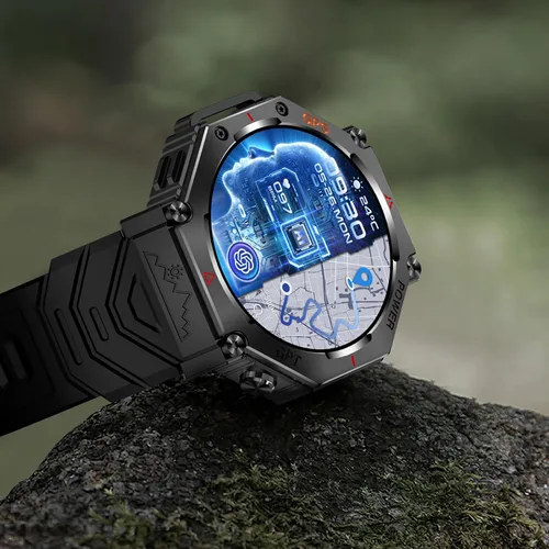 Vista 7 de Loluka Reloj inteligente GPS Tracker resistente al aire libre Smartwatch con brújula/linterna LED/presión de aire/altitud/respuesta/hacer llamada