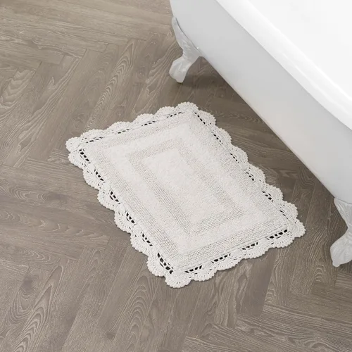 Vista 13 de Laura Ashley Alfombra de baño absorbente reversible de ganchillo suave y afelpada, 100% algodón, 21 x 34 pulgadas, color azul aguamarina