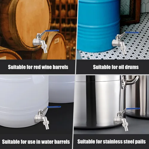 Vista 6 de 1/2" NPT Válvula de bola de acero inoxidable mamparo sin soldadura conveniente para construir la tetera casera del brebaje/el tún del puré