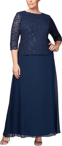 Vista 6 de Alex Evenings Vestido largo de noche para mujer con corpiño de encaje de lentejuelas