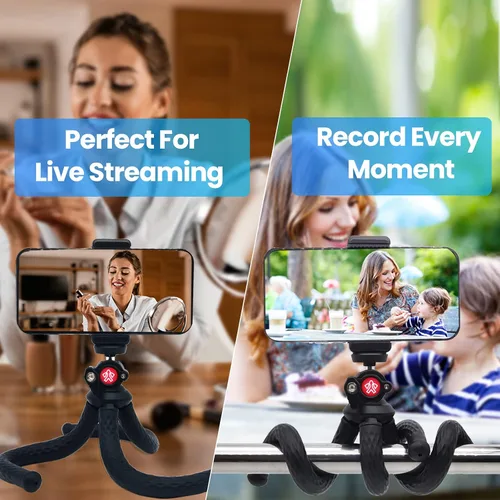 Vista 5 de Trípode para iPhone, trípode flexible Goocong para cámara de teléfono celular con soporte para teléfono celular Samsung Google Smartphone, cámara