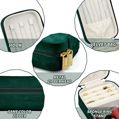 Vista 6 de SANQIANWAN Joyero de lujo para mujer, organizador portátil de viaje para anillos, aretes, collar, regalo para bodas, damas de honor, mujeres