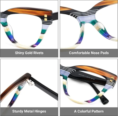 Vista 3 de Zeelool Gafas de ojo de gato elegantes para mujer, gafas elegantes Cascata ZOA01858