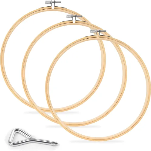 Vista 10 de Caydo - Aro de bordado de 3 piezas con herramienta de tornillo de metal, 6 pulgadas Aros de bordado de bambú para bordar y coser, aro de punto
