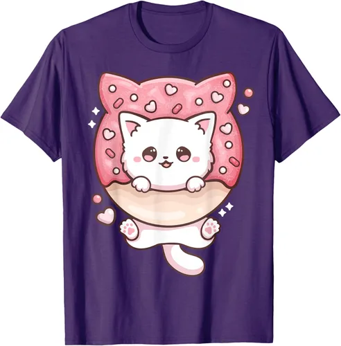 Vista 94 de Camiseta Kawaii Cat Donut Anime Lover Otaku, Negro