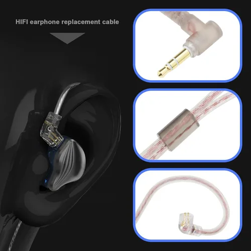 Vista 2 de The Lord of the Tools Cable de repuesto para auriculares C Pin de 0.138 in sin micrófono compatible con cable estéreo KZ
