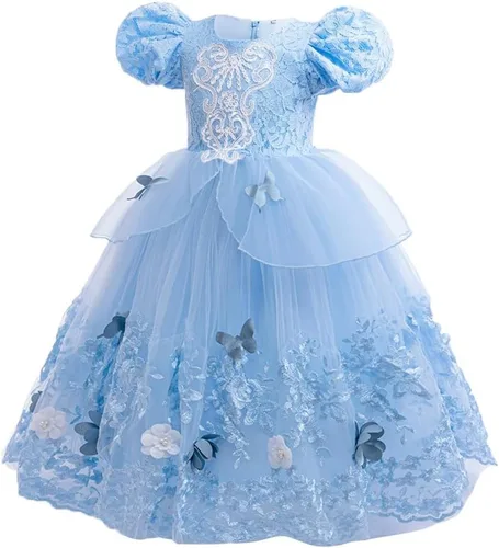 Vista 50 de Vestido de cumpleaños de princesa Cenicienta para niñas, disfraz de Halloween, concurso de Navidad, fiesta de baile con accesorios