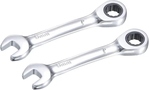 Vista 14 de uxcell Llave combinada de trinquete rechoncha de 0.236 in métrica 72 dientes 12 puntos herramientas terminadas en caja, CR-V 2 piezas
