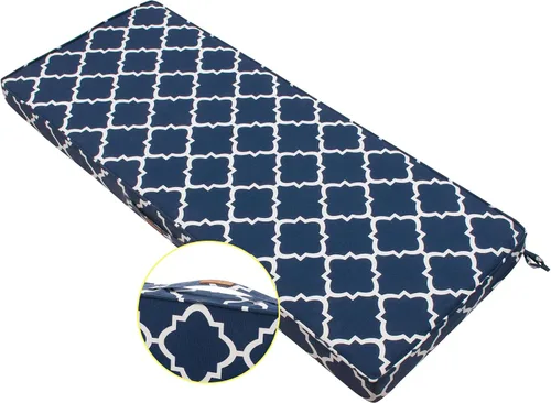 Vista 17 de FUNHOME Cojín de Banco para Exteriores 42 x 18 x 3 Pulgadas, Cojín de Sofá Portátil Resistente al Agua, Cojín de Columpio de Porche con Asa y Lazos