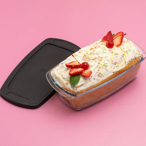 Vista 6 de JoyJolt Juego de 3 moldes para hornear pan con tapas. 1.9 cuartos de galón, plato rectangular grande para hornear con tapa. Molde para horno, sartén