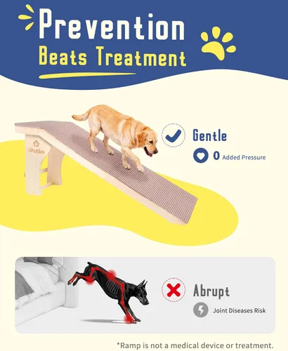 Vista 3 de Rampa para perros mejorada 2026 para cama con plataforma, apta para articulaciones, extra ancha y larga, antideslizante, resistente, hasta 200 libras