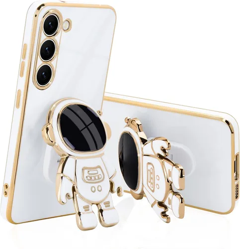 Vista 12 de Pepmune Compatible con Samsung Galaxy S22 5G Funda, Linda Funda de Astronauta 3D con Soporte Rectangular de Silicona Chapada con Protección Completa
