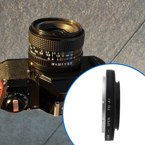Vista 3 de Anillo adaptador FD-AI para cámara compatible con lente Canon FD a compatible con adaptador de montaje Nikon AI