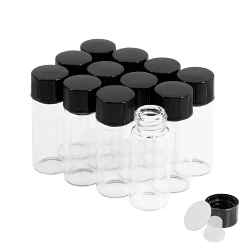Vista 12 de 25 frascos pequeños de vidrio transparente de 1 fl oz con tapas de rosca