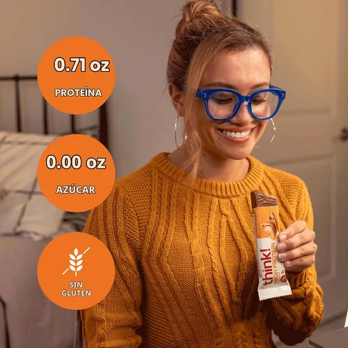 Vista 6 de Think! (thinkThin) Barras ricas en proteínas de 20 gramos – mantequilla de maní cremosa, 0 gramos de Azúcar, Sin Edulcorantes Artificiales, Sin