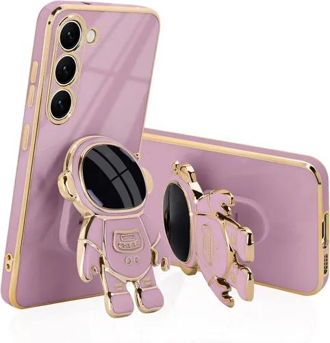 Vista 9 de Pepmune Compatible con Samsung Galaxy S22 5G Funda, Linda Funda de Astronauta 3D con Soporte Rectangular de Silicona Chapada con Protección Completa