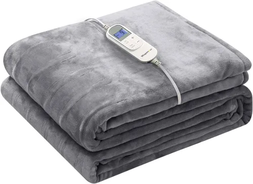 Vista 13 de Wapaneus Manta térmica eléctrica con bolsillo para los pies, con 10 niveles de calefacción y 4 ajustes de temporizador, 4 horas de apagado
