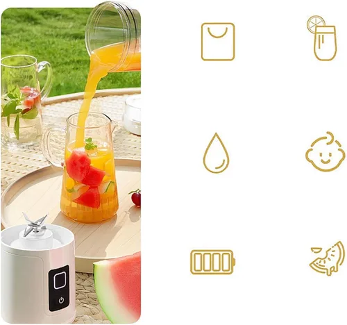 Vista 6 de PANGBOER Mezcladora portátil de 50 W para batidos recargable 20.3 fl oz Juicer Cup para cocina de oficina Blanco