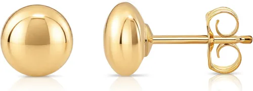 Vista 6 de Aretes de bola plana de oro amarillo de 14 quilates - Pulido hacia atrás
