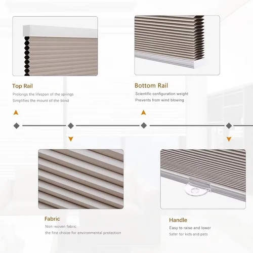 Vista 2 de Changshade Persianas celulares para ventanas de interior y ventanas opacas sin cable, persianas opacas de panal de 1 pulgada, plisadas, sin