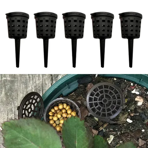 Vista 2 de Happyyami 50 cestas de fertilizante para bonsái, caja de fertilizante de plástico, cesta de fertilizante con cubierta para plantas de cultivo