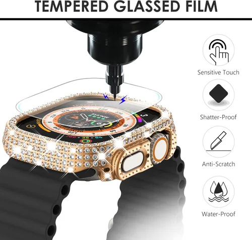 Vista 289 de Surace Bling - Carcasa con protector de pantalla para Apple Watch Series 3, 2, 1 de 1.496 pulgadas