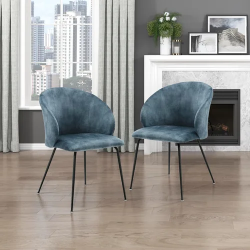 Vista 11 de Lexicon Juego de 2 sillas de comedor, modernas sillas de cocina y comedor, asiento acolchado tapizado de terciopelo, respaldo redondo, sin brazos