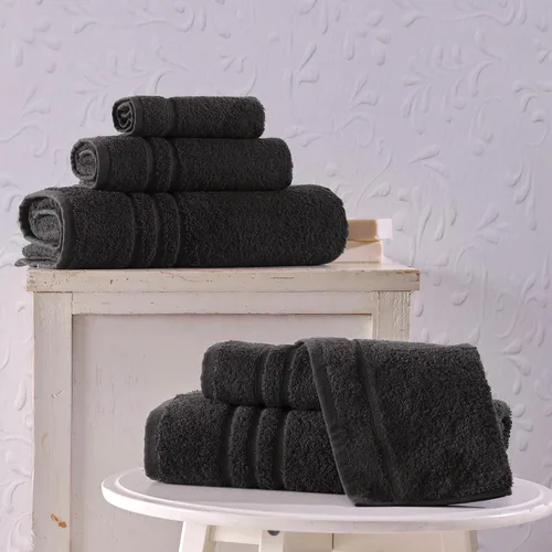 Vista 3 de Juego de 6 toallas de baño negras para baño, algodón turco original, suave, absorbente y de primera calidad, 2 toallas de baño, 2 manos y 2 toallas