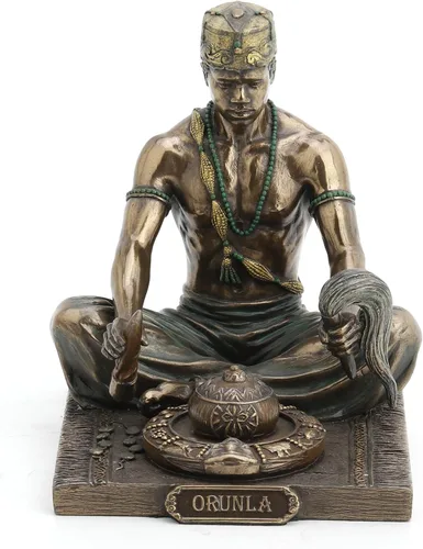 Vista 2 de Veronese Design - Estatua de dios africanos de 5 1/8 pulgadas de alto Orunla el Orisha de la Sabiduría, destino y profecía, acabado de bronce antiguo