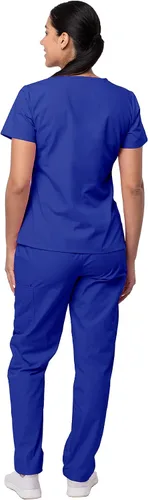 Vista 2 de Sivvan Scrubs for Women - Mock Wrap & Cargo Pants Scrub Set