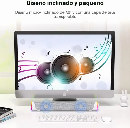 Vista 7 de SOULION Altavoces de computadora Bluetooth R30 Plus, con cable USB Blanco