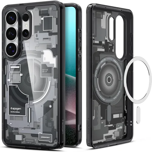 Vista 16 de Spigen Ultra Hybrid Metal Ring MagFit Diseñado para Funda Galaxy S24 Ultra (2024) [Protección de Grado Militar] Compatible con MagSafe - Blanco