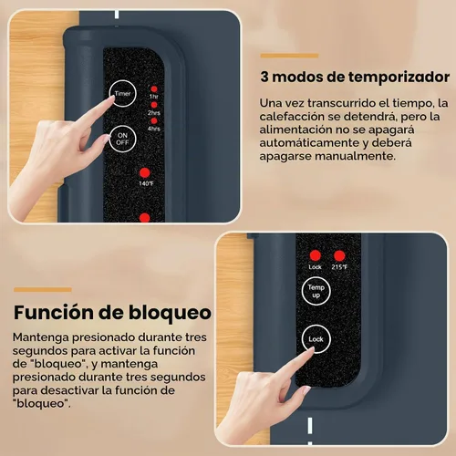 Vista 3 de Tapete Calentador de Alimentos - Tapete Calentador Plegable para Alimentos con Control de Temperatura Ajustable, Modos de Tiempo, Función
