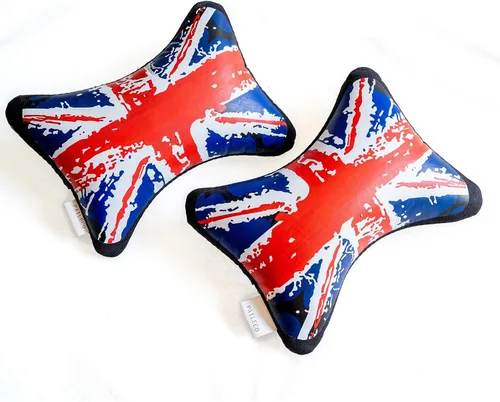 Vista 11 de Almohada para el cuello del asiento de coche (2 piezas) (dorado Union Jack)