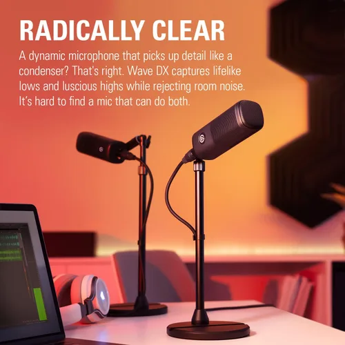 Vista 7 de Elgato Wave DX - Micrófono XLR dinámico, patrón cardioide, rechazo de ruido, optimizado para podcasting, streaming, transmisión, no requiere