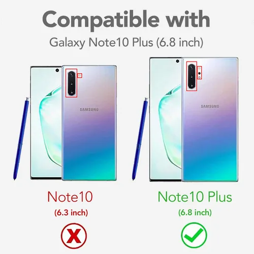 Vista 2 de Funda para Samsung Galaxy Note 10 Plus con protector de pantalla, carcasa protectora híbrida de doble capa a prueba de golpes de acrílico para Negro
