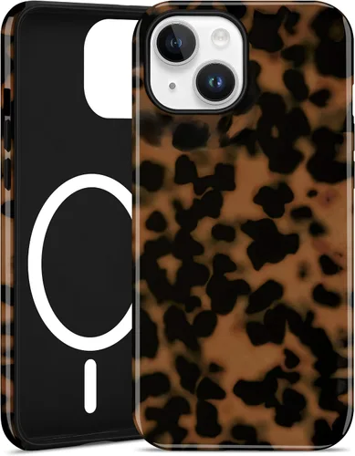 Vista 47 de Jusy Compatible con MagSafe Brown Tortoise Shell Print Phone Case para iPhone 7/8/SE, funda protectora magnética de lujo de TPU suave