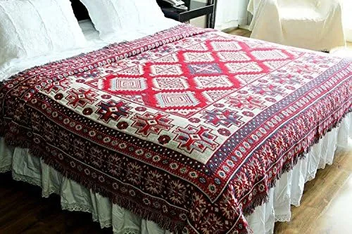 Vista 6 de LELVA Manta tejida de hilo bohemio para sofá, manta multiusos (90 x 98 pulgadas)